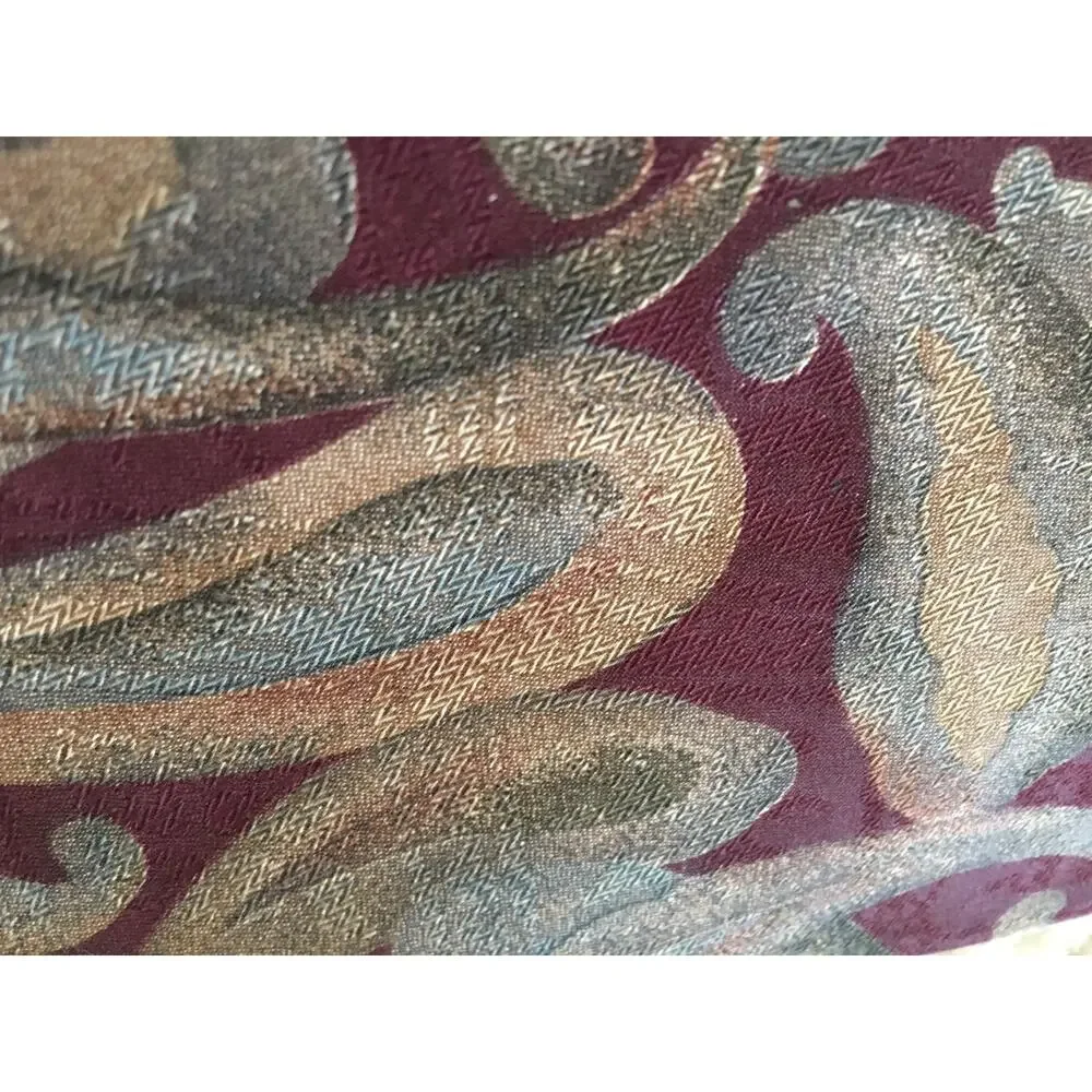 Robert Talbott Studio Mens Silk Tie Burgundy Green Paisley Geometric Made USA